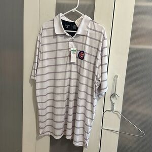 NWT Antigua White cubs Polo Shirt with Stripes